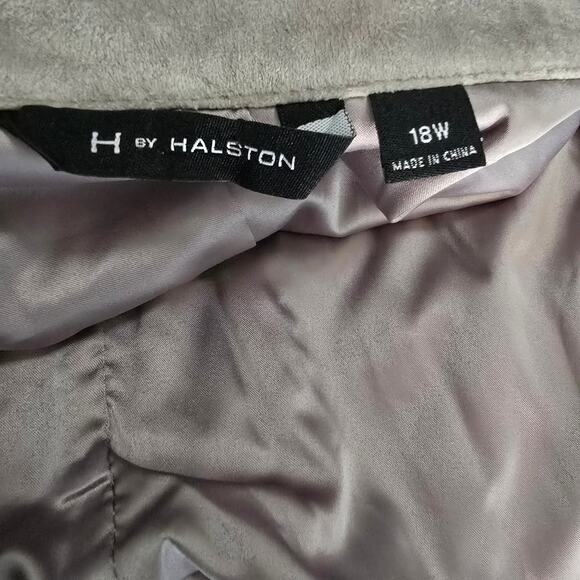H by Halston Faux Suede Jacket w/ Knit Sleeves & Belt – Taupe – Size 18W - Picture 8 of 11